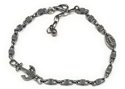 Bracciale argento 925 ancora bronzato regolabile