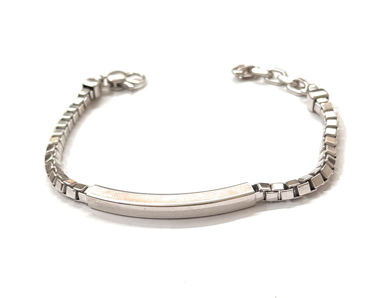 Bracciale argento 925 targhetta catena regolabile