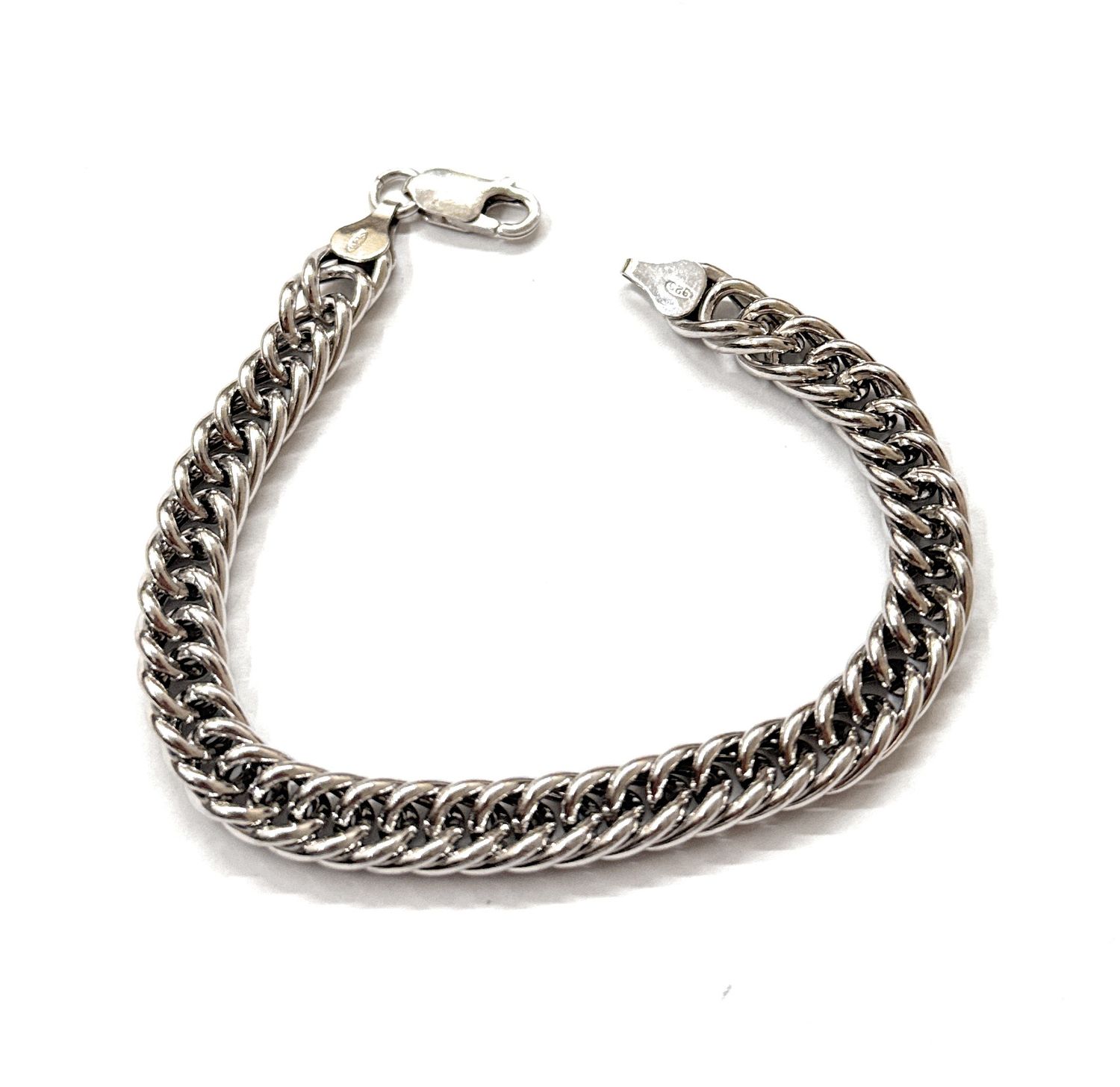 Bracciale argento 925 catena doppia regolabile