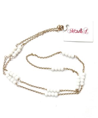 Collana argento sfere bianche 60 cm