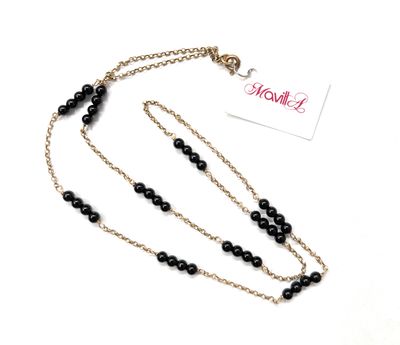 Collana argento sfere nere 60 cm