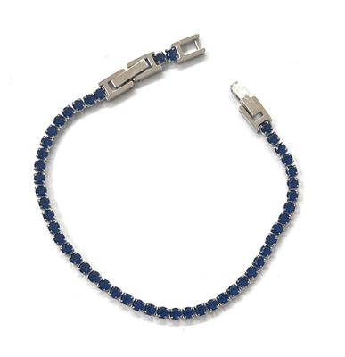 Bracciale tennis Blu spessore 3 MM cristalli acciaio