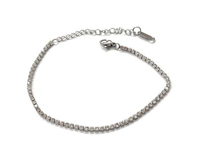 Bracciale tennis 2mm cristalli acciaio regolabile
