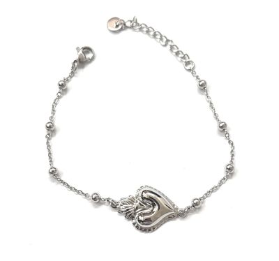 Bracciale acciaio Cuore sacro regolabile