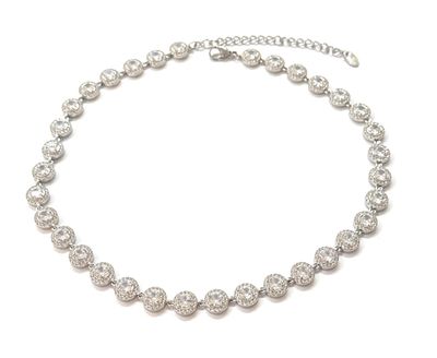 Collana Zirconi sfere acciaio 45cm