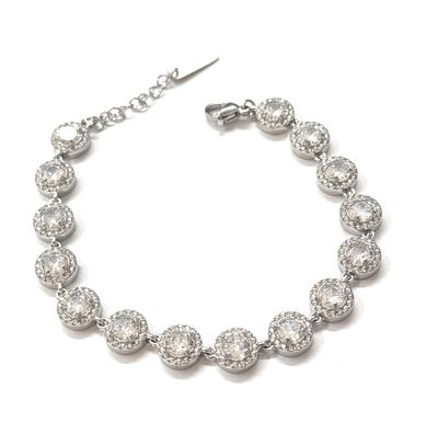 Bracciale Zirconi sfere acciaio regolabile
