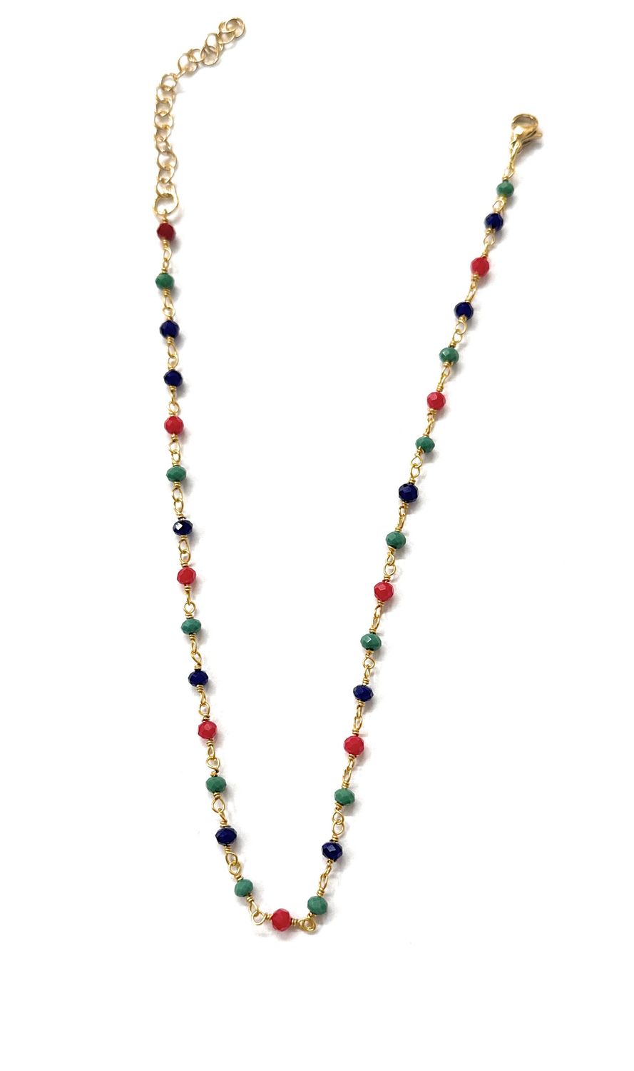 Collana perline colorate acciaio regolabile