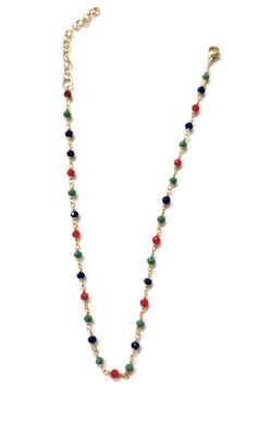 Collana perline colorate acciaio regolabile