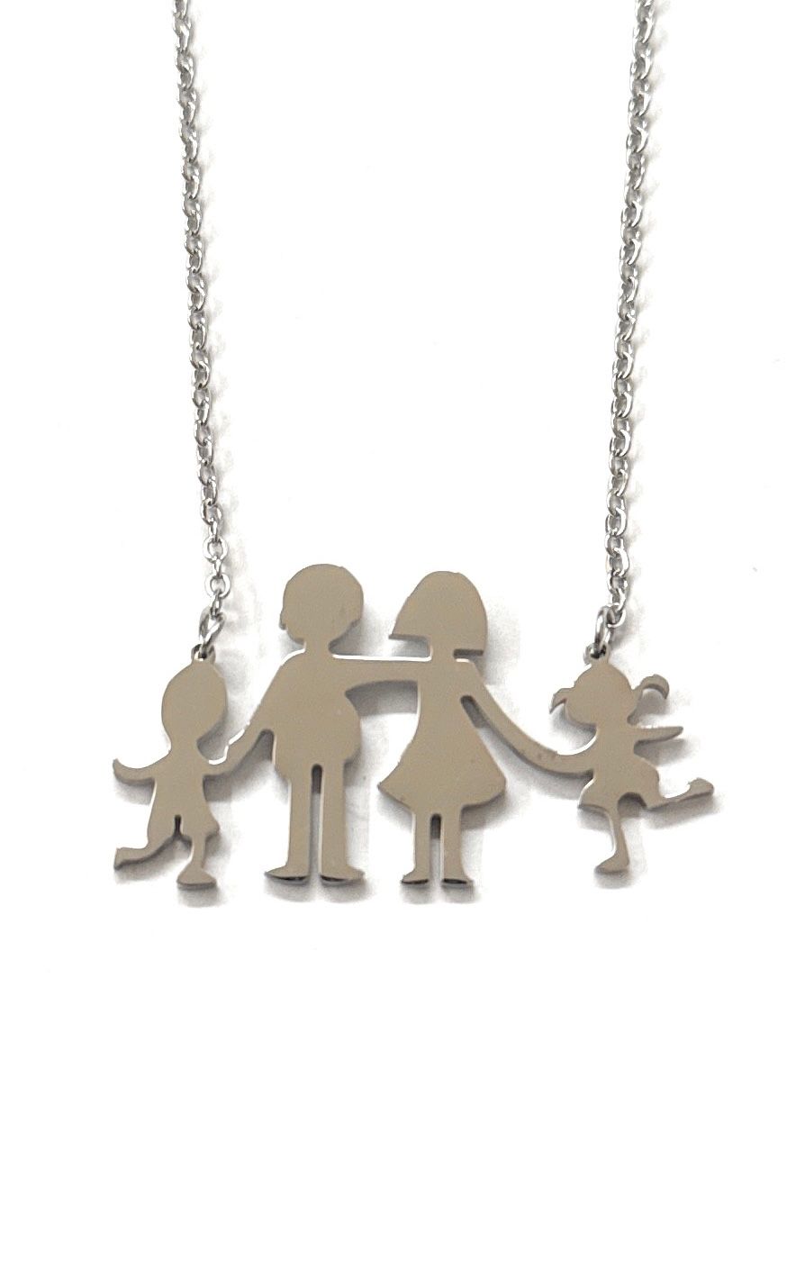 Collana Mamma Papà figlio e figlia acciaio