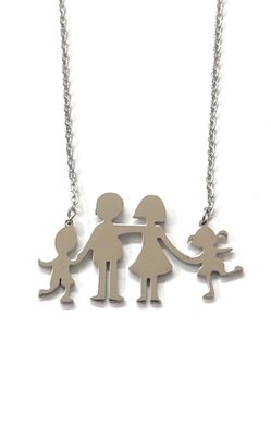Collana Mamma Papà figlio e figlia acciaio