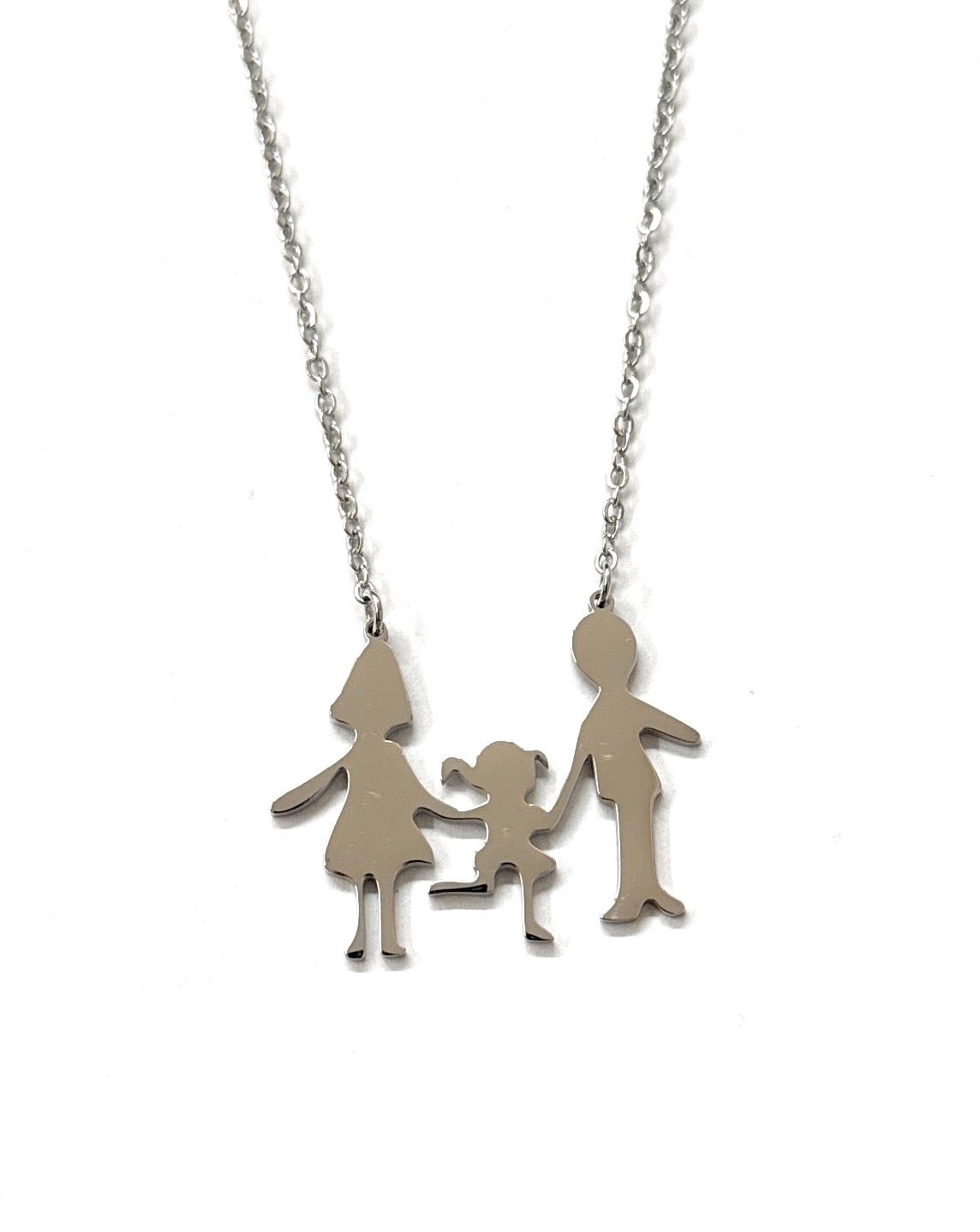 Collana Mamma Papà bambina acciaio