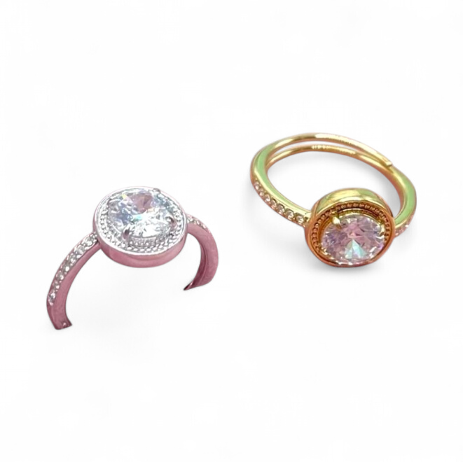 Anello pietra tonda regolabile acciaio