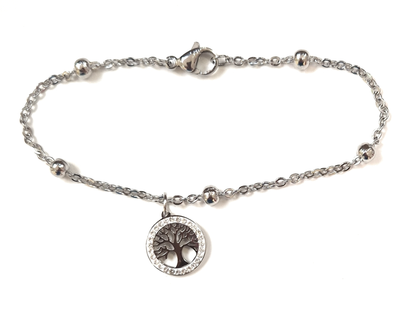 Bracciale Albero della vita zirconi acciaio regolabile