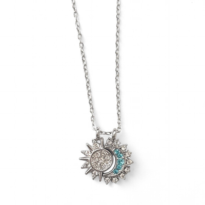 Collana Sole Luna Zirconi acciaio
