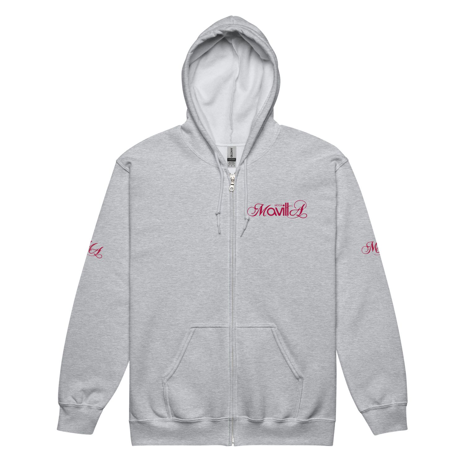 Felpa con cappuccio e zip misto pesante unisex Moda Mavilla