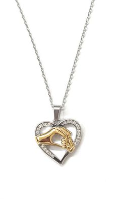 Collana argento e dorato Mamma e figli acciaio