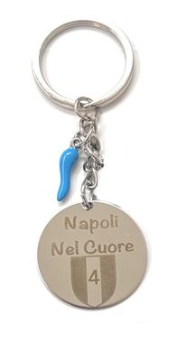 Portachiavi Scaramantico Napoli nel cuore scudetto 4 acciaio
