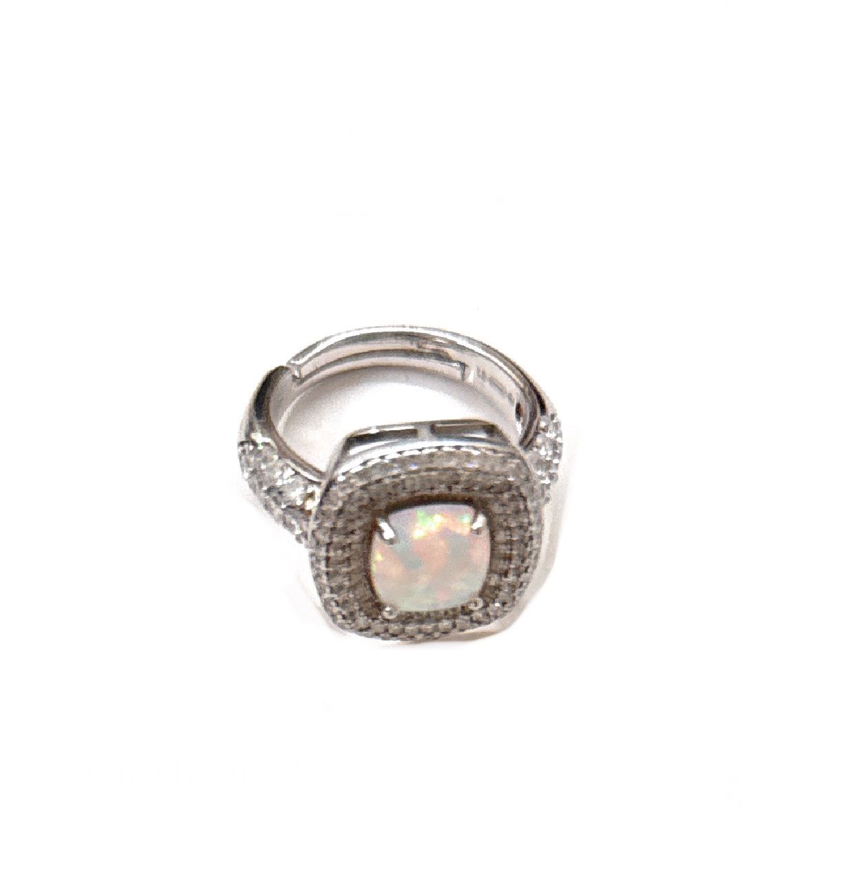 Anello regolabile zirconato placcato oro bianco argento 925‰
