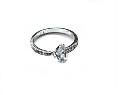 Anello misura 14 Luna zirconi placcato oro bianco argento 925‰