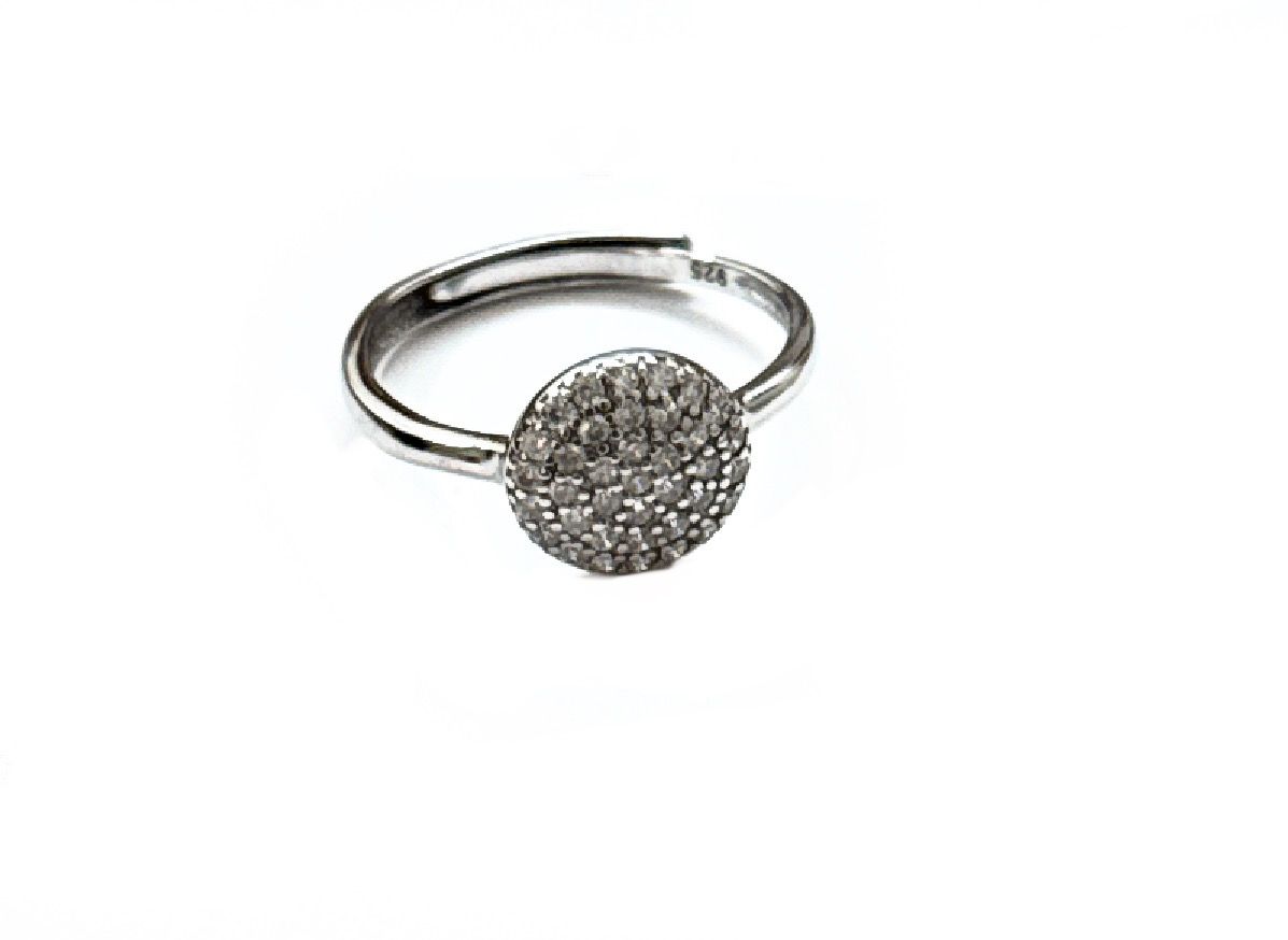 Anello regolabile zirconi placcato oro bianco argento 925‰