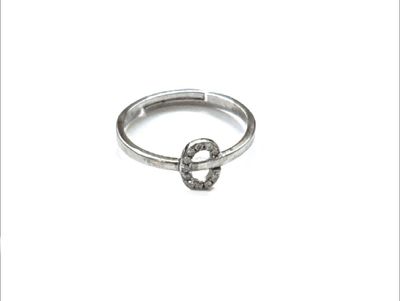 Anello regolabile lettera C placcato oro bianco argento 925‰