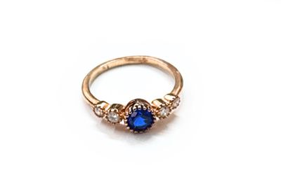 Anello misura 13 zirconi Blu placcato oro rosa argento 925‰