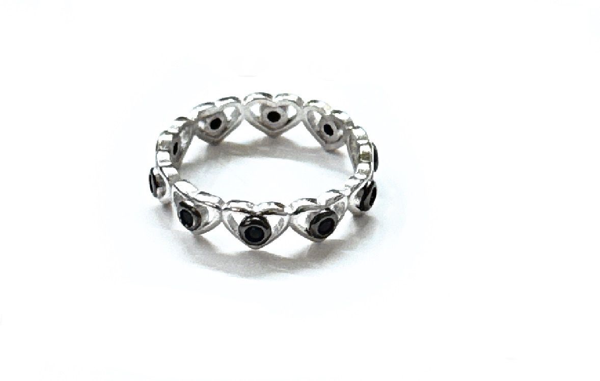 Anello misura 15 cuori placcato oro bianco argento 925‰