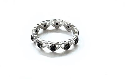 Anello misura 15 cuori placcato oro bianco argento 925‰