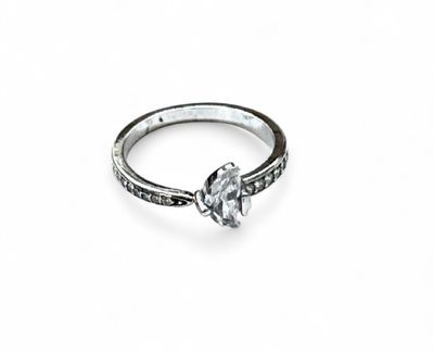 Anello misura 14 Luna zirconi placcato oro bianco argento 925‰