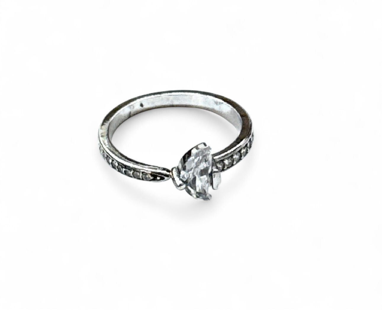 Anello misura 14 Luna zirconi placcato oro bianco argento 925‰