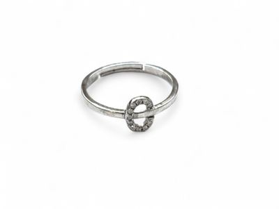 Anello regolabile lettera C placcato oro bianco argento 925‰