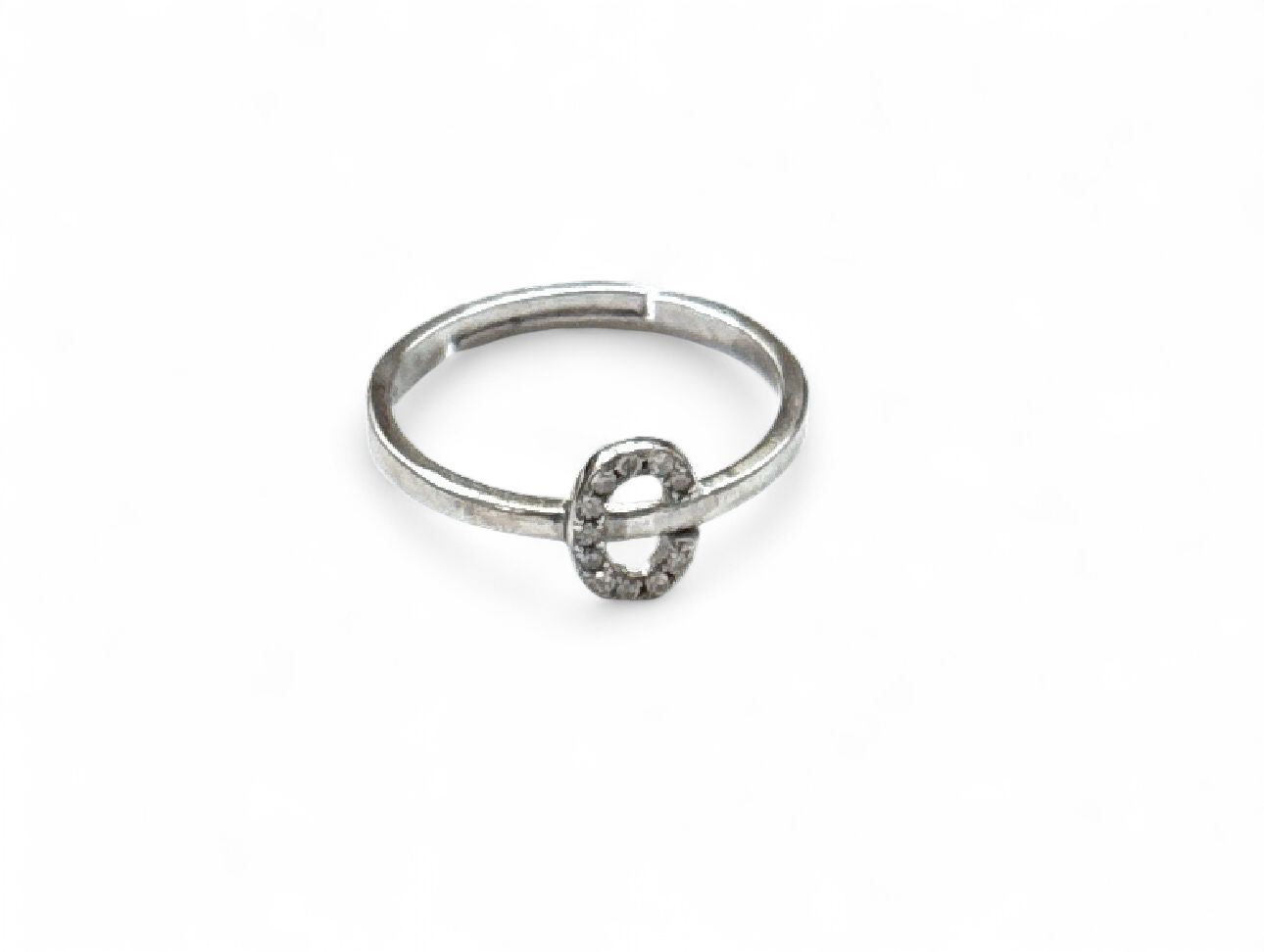 Anello regolabile lettera C placcato oro bianco argento 925‰