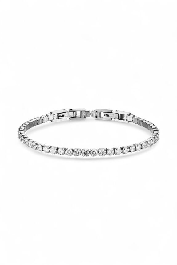 Bracciale tennis bianco spessore 3 MM cristalli acciaio