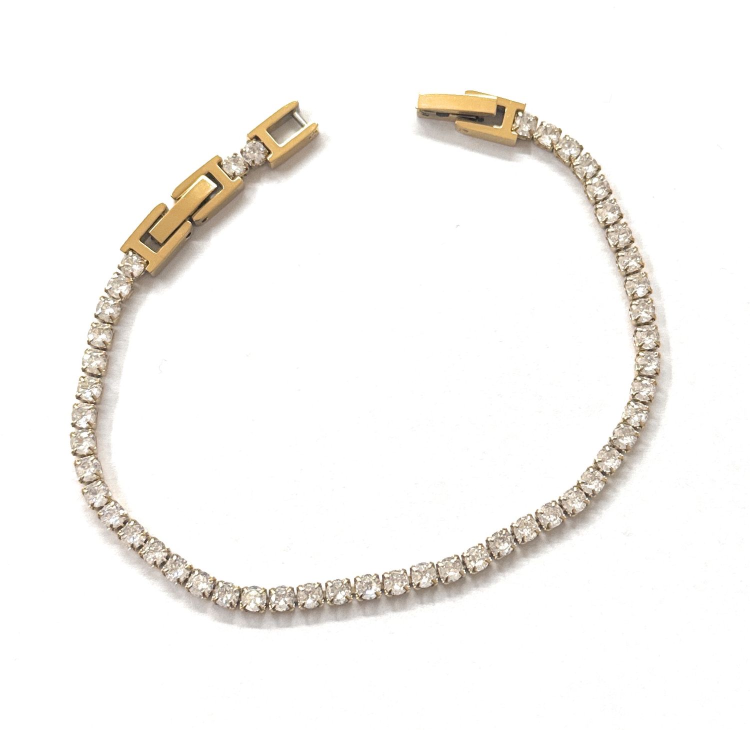 Bracciale tennis dorato spessore 3 MM cristalli acciaio
