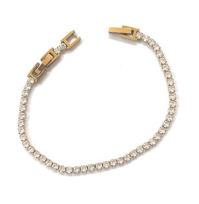 Bracciale tennis dorato spessore 3 MM cristalli acciaio