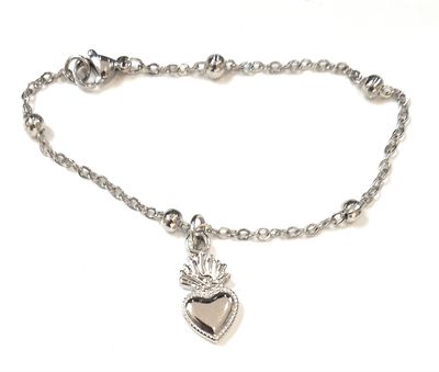 Bracciale cuore sacro acciaio regolabile