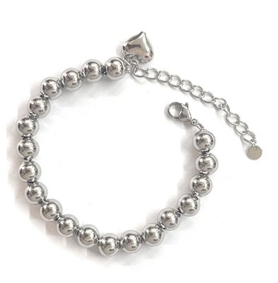 Bracciale a sfera con cuore acciaio misura regolabile