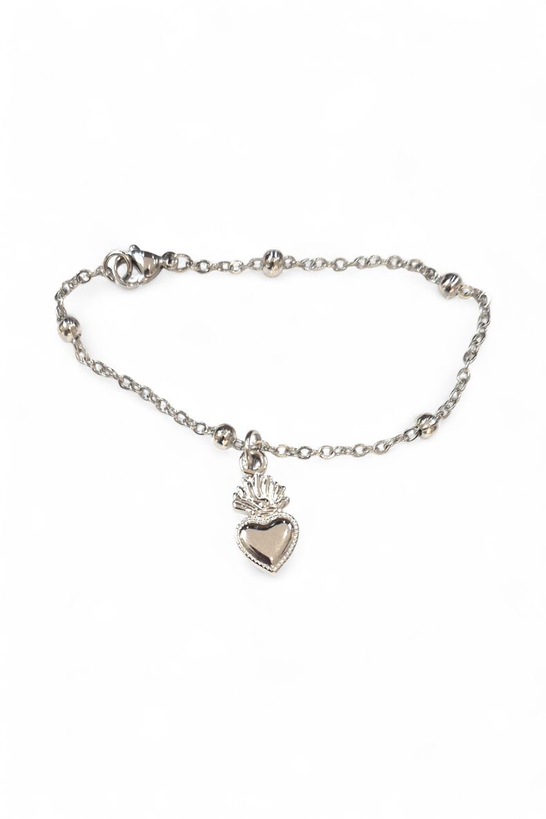Bracciale cuore sacro acciaio regolabile