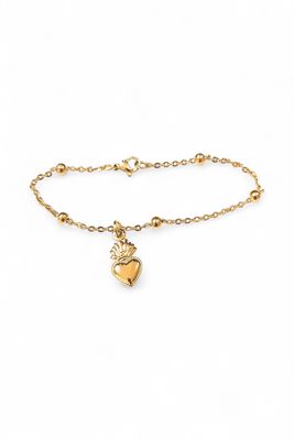 Bracciale cuore sacro dorato acciaio regolabile