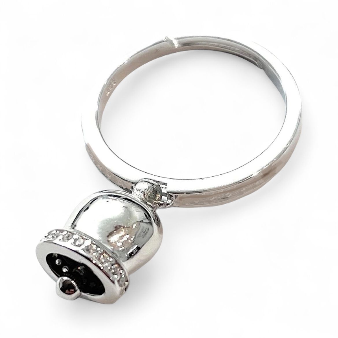 Anello regolabile campanella oro bianco argento 925‰