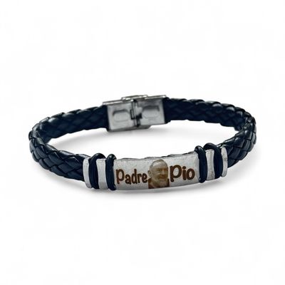 Bracciale Religioso Padre Pio caucciù con Incisione a Laser