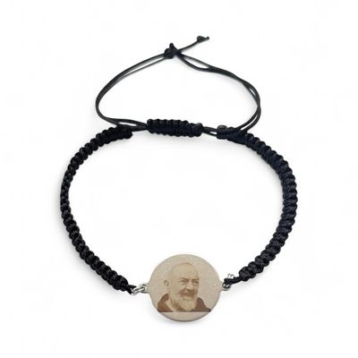 Bracciale Religioso Padre Pio filo intreccio Incisione a Laser