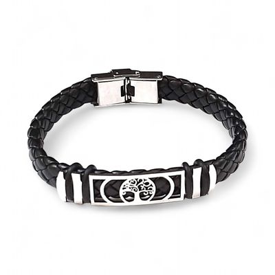 Bracciale Caucciù Albero della Vita acciaio