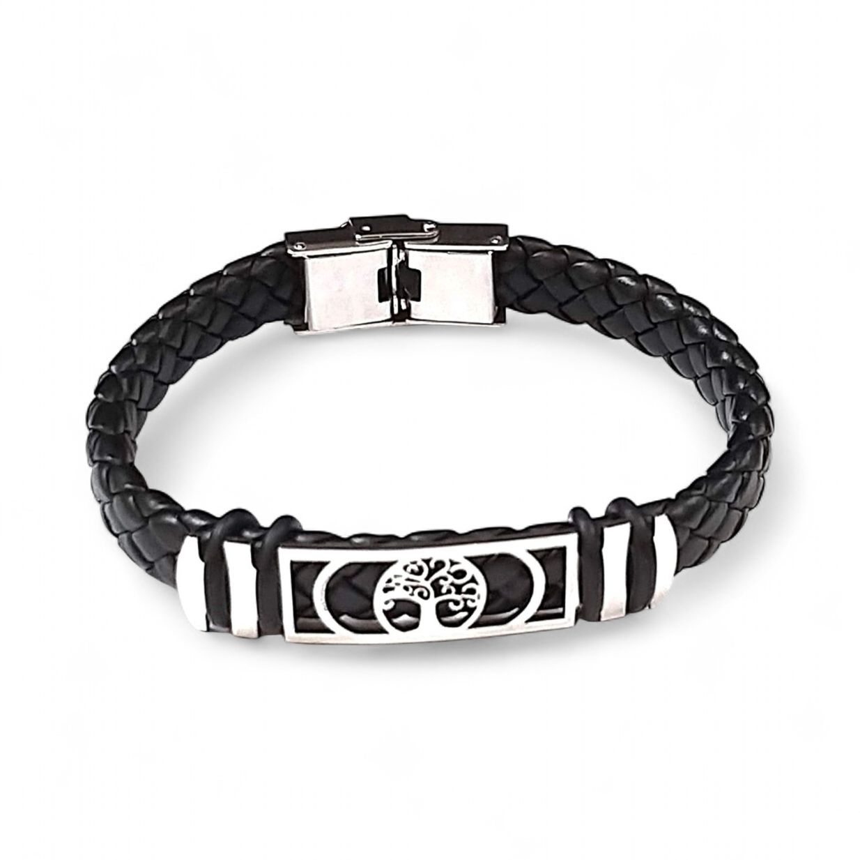 Bracciale Caucciù Albero della Vita acciaio