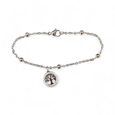 Bracciale Albero della vita zirconi acciaio regolabile