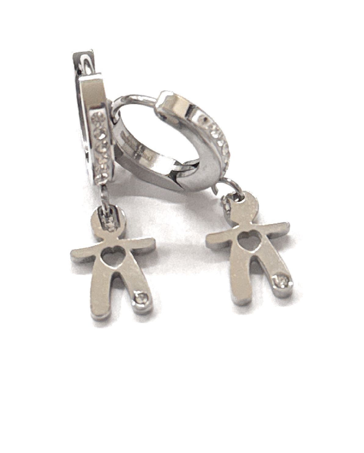 Orecchini cerchio 15 mm acciaio bambino zirconi chiusura scattino