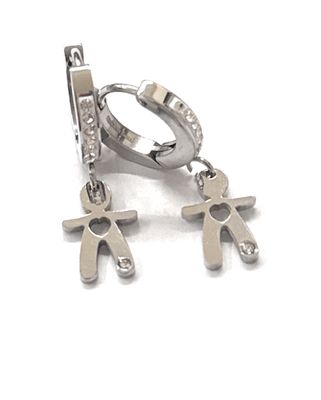 Orecchini cerchio 15 mm acciaio bambino zirconi chiusura scattino