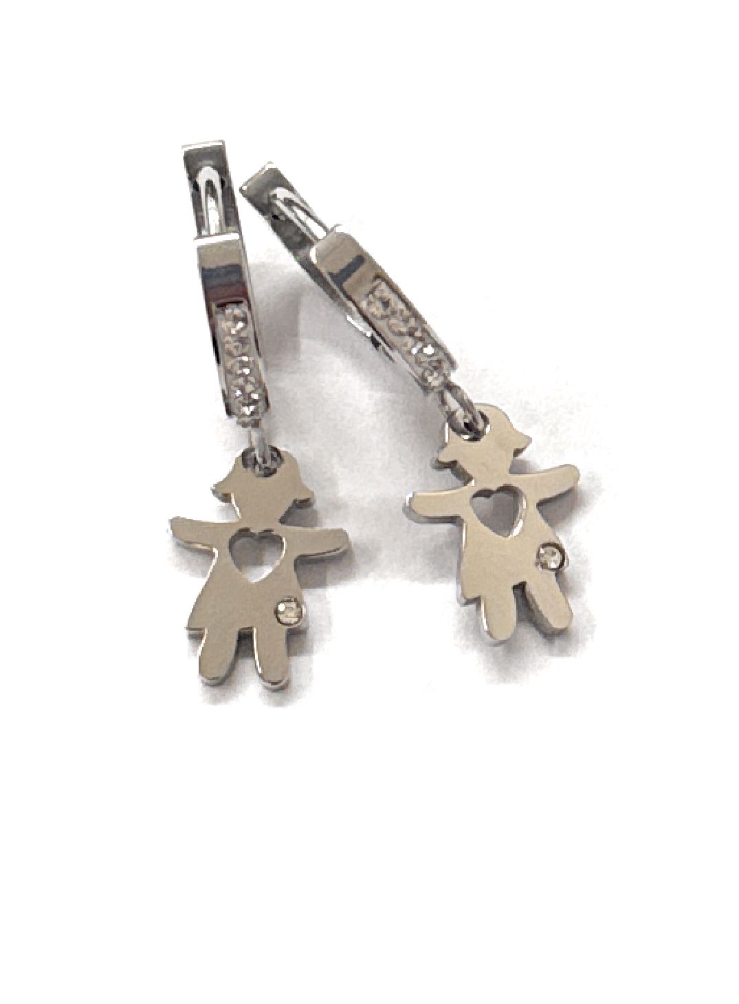 Orecchini cerchio 15 mm acciaio bambina zirconi chiusura scattino