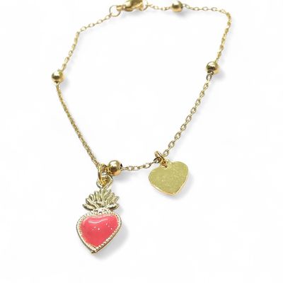 Bracciale acciaio cuore sacro regolabile