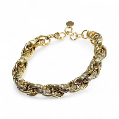 Bracciale dorato catena larga regolabile acciaio